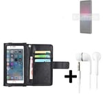 Wallet Case Cover for Sony Xperia 10 IV + headphones black screen protector