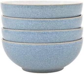 Denby - Elements Blue Cereal Bowls Set of 4 - Dishwasher Microwave Safe 