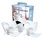 Villeroy & Boch New Wave Caffè Cappuccino Set for 4 People, 8 Pieces, Coffee Cups MaofFrom Premium Porcelain, Contoured Design in White, Dishwasher Safe