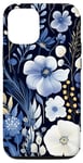 iPhone 12/12 Pro Navy Blue Wildflower Garden Botanical Floral Pattern Case