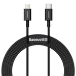 Baseus Snabbladdnings Kabel USB C till Lightning 20W 2m Svart