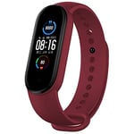 Beilaishi Suitable For Xiaomi Band Mi 5 Solid-Color Silicone Strap Length: 24.5cm(Black) replacement watchbands (Color : Wine Red)