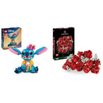 LEGO ǀ Disney Stitch, Jouet de Construction pour Enfants, Set avec Cornet de Glace & Icons Botanical Collection Le Bouquet de Roses, Fleurs Artificielles pour Décorer la Chambre