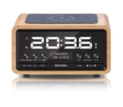 Bedside DAB/FM Radio with Wireless Phone Charging and Alarm - Roxel Nod - Oak