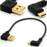 90 Degree USB 2.0 to Type C Right/Left Angled Male Cable Gold Plated USB C Extension Cord Data Transfer Sync lead (90°Type C-USB 2.0 Left)