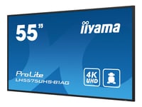 Iiyama Prolite Lh5575uhs-B1ag - 55" Diagonal Klass (54.6" Visbar) Led-Bakgrundsbelyst Lcd-Skärm - Digital Skyltning - Med Inbyggd Mediespelare, Sdm Slot Pc - 4K Uhd (2160P) 3840 X 2160 - Svart Ram Med Matta Ytor
