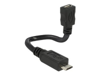 Delock OTG ShapeCable - USB-förlängningskabel - mikro-USB typ B (hona) till mikro-USB typ B (hane) - USB 2.0 OTG - 15 cm - svart