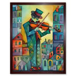 Fiddler On The Roof Folk Art Watercolour Painting Art Print Framed Poster Wall Decor 12x16 inch