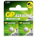 GP LR41, AG3 Battery. Small Button Alkali Battery Cell. 0% Mercury. Size Dimensions: 2.1mm x 6.8mm diameter, Voltage: 1.55V. Thermometer batteries and Watch batteries (SR41 LR736 192 384) (Pack of 2)