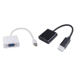 blanc noir - Adaptateur VGA Mini DisplayPort vers VGA avec Port d'affichage DP mâle HDMI femelle câble adaptateur M / F pièces de rechange 2 pièces