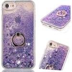 iPhone 6 iPhone 6S Case Flytande Glitter Transparent Hard med Ringhållare 360 graders rotationG