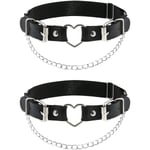 2-pack läderben strumpeband med kedja Elastiskt lår strumpeband för damer - high quality