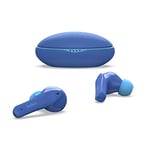 Belkin SOUNDFORM Nano, True Wireless Earbuds for Kids, 85dB Limit for Ear Protection, Online Learning, School, IPX5 Certified, 24 H Play Time for iPhone, iPad, Kindle, Pixel and More – Blue