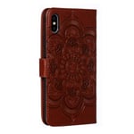 Flip Case for Apple iPhone XS Max, Genuine Leather Case Business Wallet Case with Card Slots, Magnetic Flip Notebook Phone Cover with Kickstand for Apple iPhone XS Max (Brown)