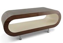Zespoke Large Retro High Gloss Walnut and Cream 110cm Hoop Coffee Table/TV Stand with Legs