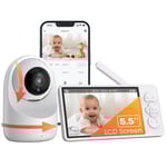 2K Wi-Fi Baby Monitor, 5,5 tum LCD-skärm, PTZ-kontroll, tvåvägsljud
