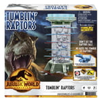 Tumblin’ Raptors Jurassic World Dominion Game with Movie Inspired Tower, Sticks and Toy Velociraptor Dinosaurs, 5y+, GWP20