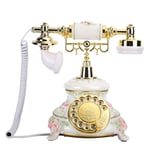 ASHATA Retro Landline Telephone,European Style Rotating Dial Antique Telephones Retro Country Style Vintage Handset Landline Home Fixed Desk Phone