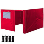 shunlidas 3X3m Oxford Cloth Party Tent Wall Sides Waterproof Garden Patio Outdoor Canopy Canopy Tent Commercial Instant Gazebos-Red