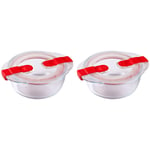 Pyrex Microwave Safe Classic Round Glass Dish with Vented Lid 0.35L (Pack of 2)