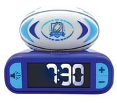 Lexibook, Rugby - Réveil Veilleuse Rugby, Sons et mélodies, Ecran LCD rétro-éclairé, Lumineux, Snooze, Bleu/Blanc, RL800RG