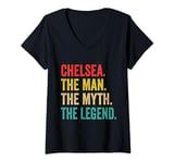 Womens Mens Chelsea The Man The Myth The Legend Personalized Funny V-Neck T-Shirt