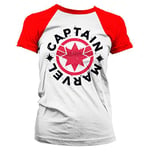 Marvel Girlie T-Shirt Captain Marvel Round Shield imprimé Blanc/Rouge 100% Coton