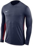 Nike Nk Dry Tiempo PREM JSY LS Long Sleeved T-Shirt - Midnight Navy/Midnight Navy/University Red/(White), M