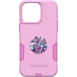 OtterBox Bundle PEAR Commuter Series Case - (Run Wildflower) + PopSockets PopGrip - (Flutterby), Slim & Tough, Pocket-Friendly, with Port Protection, PopGrip Included Pink
