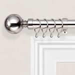 Imperial Rooms Plain Metal Ball Curtain Poles Metal Extendable - Includes Curtain Rod, 60mm Size Finials, Rings, Brackets & Fittings Set (Brushed Silver, 120 - 210 Cm, 48 Inches to 83 Inches)