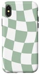 Coque pour iPhone X/XS Carreaux ondulés vert sauge clair et blanc