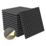 12-pack Akustisk Skum med Självhäftande Pyramidform, Ljudisolering Ljudabsorbent för Ljudstudio