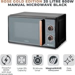 Manual Microwave By Tower T24038RG Cavaletto 20L 800w Black & Rose Gold
