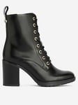 Barbour International Aurora Leather Lace Up Heeled Ankle Boot - Black, Black, Size 3, Women
