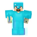 Heroes of Goo Jit Zu Personnage élastique Minecraft, Steve avec épée et Armure en Diamant, Substance visqueuse Super-Souple avec Diamant caché à l’intérieur, Étire-Le Jusqu’à 3 Fois sa Taille