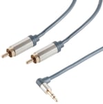 Homecinema Slimline Vinklet Minijack til 2 x Phono kabel - 0.75