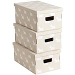 Kanguru UnDueTre Doggy Chiens Lot de 3 boîtes de rangement en Carton recyclé certifié FSC, Gris dimension 51 x 29 x 20 cm
