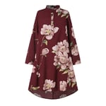 UK 8-24 Women Floral Printed Long Sleeve Tops Shirt Dress High Low A Line Blouse