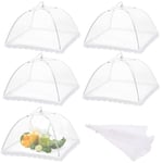 FAVENGO 6 Pcs Mesh Food Covers Dome Pop Up Food Net Umbrella-Style Table Food Cover Tent Mesh Cake Cover Reusable Food Net Protector for Parties Picnics BBQs Keeping Out Flies Bugs Mosquitoes (16'')