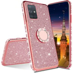 MRSTER Huawei P40 Pro Case Glitter Bling Bling TPU Case With 360 Rotating Ring Stand, Shock-Absorption Protective Shell Skin Cases Covers for Huawei P40 Pro. GS Bling TPU Rose Gold