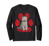 British Shorthair Valentines Day Cat Love Paw Long Sleeve T-Shirt