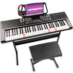 FYNDHÖRNAN: MAX KB5SET Keyboard digital piano-paket Premium set med 61-upplysta tangenter, MAX KB5SET Digital piano keyboard paket med stativ, pall och hörlurar