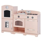 Pink Wooden Toy Kitchen with Fridge by Teamson Kids Play Kitchen TD-11413P