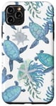 Coque pour iPhone 11 Pro Max Tortue de mer et récif de corail bleu océan