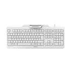 CHERRY SECURE BOARD 1.0, German Layout, QWERTZ Keyboard, Wired Security Keyboard with Integrated Reader for Smart Cards and Cards/Tags with RF/NFC Interface Grey/White