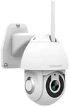 Daewoo Security EP505 Caméra Extérieure Rotative Résolution 3MP, Audio Bidirectionnel, Détection et Suivi De Mouvements, Vision Nocturne, Compatible avec Alexa & l'Assistant Google Blanc