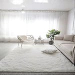 Stor plyschmatta vardagsrumsdekoration fluffig matta tjock sovrumsmatta halkfri golvmjuk loungematta enfärgad matta (140X200cm(55X78.7In) vit)