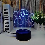 3D Lampa Illusion Led Kirby Nattlampa 7 Färger Unik Barn Kirby Spel 3D Nattlampa för Barnrumsinredning USB/Batteridriven 3D Ljus Kirby Lampa med