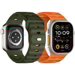 2-pack sportband kompatibel med Apple Watch Ultra 2-band/Apple Watch Ultra-band 49 mm 45 mm 44 mm 42 mm för män, mjuk sil