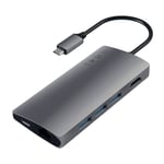 Hub USB C vers HDMI 4K + Ethernet + 3 USB + USB C 60W + Carte Satechi V2 Gris